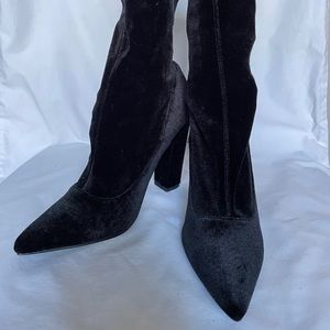 Black velvet/suede sock heels booties